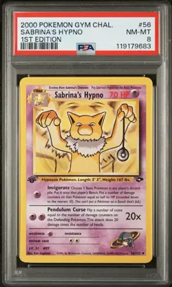 PSA 8 Sabrina's Hypno 56/132 1ST EDITION Gym Challenge WOTC 2000 Pokemon Card - Image 1