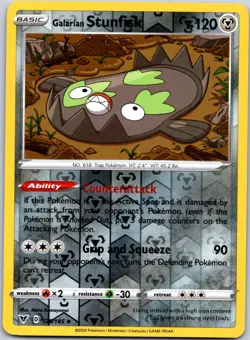 Pokemon SWSH04: Vivid Voltage #125/185 Galarian Stunfisk Uncommon Reverse Holo - Image 1