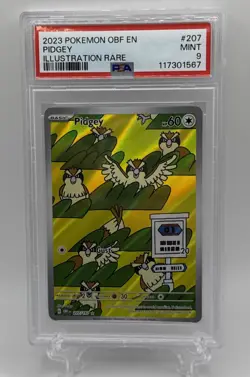 2023 POKEMON OBF EN-OBSIDIAN FLAMES ILLUSTRATION RARE #207 PIDGEY PSA 9 - Image 1