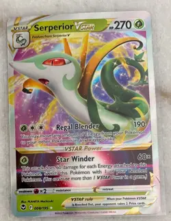 Pokemon TCG Serperior VSTAR 008/195 SWSH Silver Tempest Ultra Rare NM Condition - Image 1