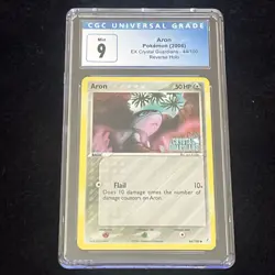 2006 Pokemon Aron Reverse Holo EX Crystal Guardians 44/100 CGC 9 Blue Label - Image 1