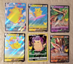 2021 Pokemon Celebrations 6 Lot Full Art Holo Rares! Flying/Surfing Pikachu LP+ - Image 1