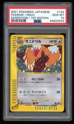 2001 PSA 10 Gem Mint 1ED Fearow Holo Expedition E1 Japanese Pokemon Card 124 - Image 1