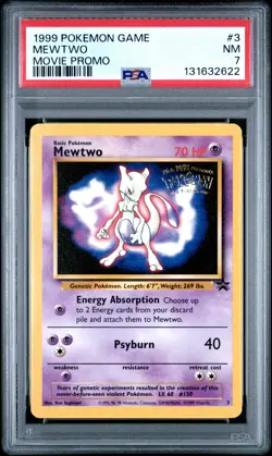 1999 POKEMON GAME MOVIE PROMO #3 MEWTWO PSA 7 - Image 1