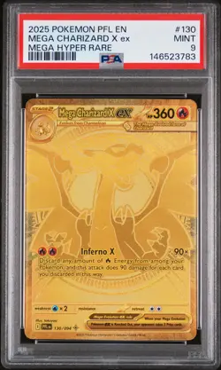 2025 POKEMON PFL EN-PHANTASMAL FLAMES MEGA HYPER RARE MEGA CHARIZARD X EX PSA 9 - Image 1