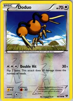 Pokemon TCG Doduo XY Base Set 98/146 Reverse Holo Common Card NM - Image 1