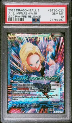 PSA 10 Android 18, Impenetrable Rushdown Pre-Release Dragonball Super Card - Image 1