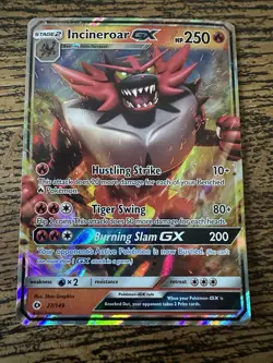 Pokemon TCG Incineroar GX Sun & Moon Base Set 27/149 Ultra Holo Rare Card LP - Image 1