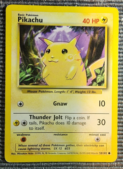 Pokemon TCG • 1999 • Base Set Pikachu 58/102 • Yellow Cheeks • Lightly Played - Image 1