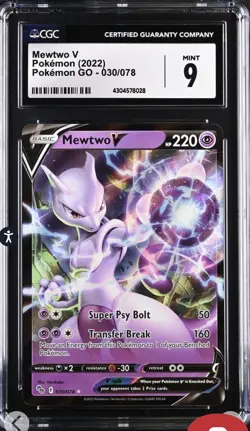 Pokemon TCG Mewtwo V 030/078 Pokemon Go (2022) CGC 9 Mint 🔥 - Image 1