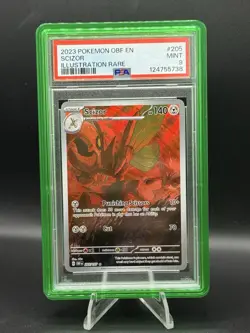 PSA 9 Mint 2023 Pokemon OBF EN Scizor #205/197 Illustration Rare - Image 1