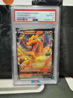 2020 Pokemon Sword & Shield Charizard V Darkness Ablaze PSA 10 - Image 1