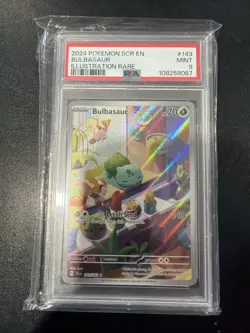 Pokemon TCG Bulbasaur Stellar Crown Illustration Holo Card 143/142 PSA 9 - Image 1