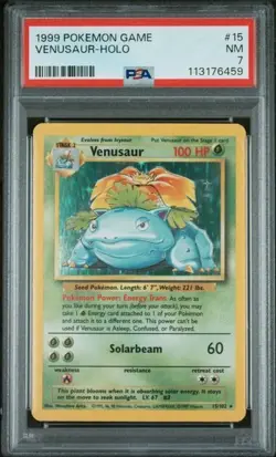 Venusaur PSA 7 NEW CERT Unlimited Base Set 15/102 Pokemon TCG Holo - Image 1