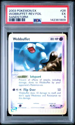 2003 POKEMON EX SANDSTORM #26 WOBBUFFET-REVERSE FOIL PSA 5 - Image 1