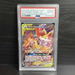 2019 POKEMON SM BLACK STAR PROMO #SM230 FULL ART/CHARIZARD & BRAIXEN GX PSA 10 - Image 1