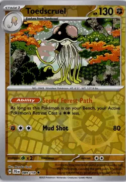 Toedscruel 089/159 Reverse Holo SV09: Journey Together Pokemon Card TCG - Image 1