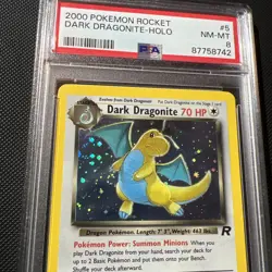 2000 POKEMON ROCKET #5 DARK DRAGONITE-HOLO PSA 8 - Image 2