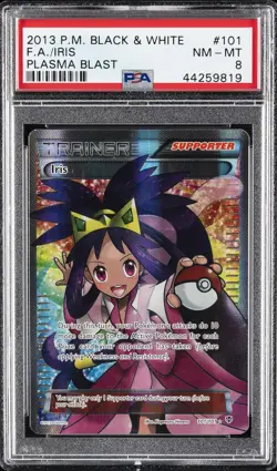 2013 POKEMON B&W PLASMA BLAST #101 FULL ART/IRIS PSA 8 - Image 1