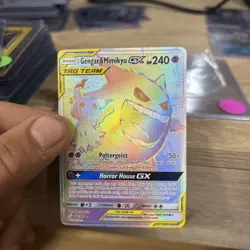 Pokemon Gengar & Mimikyu GX 186/181 Rainbow Rare Card Team Up Edition (LP) - Image 1