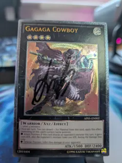 YuGiOh! Gagaga Cowboy AP05-EN002 Ultimate Rare UNKNOWN SIGNATURE ON CARD - Image 1
