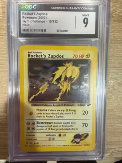 CGC 9 Rocket's Zapdos Holo Rare Gym Heroes 2000 Pokemon Card #15 - Image 1