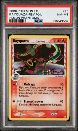 2006 POKEMON EX HOLON PHANTOMS #26 RAYQUAZA-REVERSE FOIL PSA 8 - Image 1