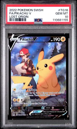 PIKACHU V 2022 POKEMON SWSH LOST ORIGIN FULL ART RARE TG16/TG30 PSA 10 Q0004 - Image 1