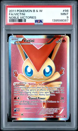 2011 POKEMON B&W NOBLE VICTORIES #98 FULL ART/VICTINI PSA 9 - Image 1