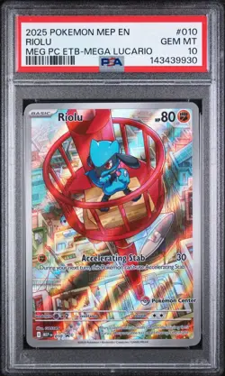PSA 10 Riolu #010 Me: Mega Evolution Pokemon center stamped promo - Image 1