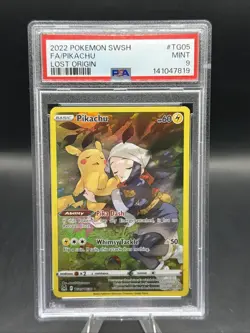 2022 POKEMON SWORD & SHIELD LOST ORIGIN #TG05 FULL ART/PIKACHU PSA 9 - Image 1