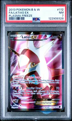 2013 POKEMON B&W PLASMA FREEZE #112 FULL ART/LATIAS EX PSA 7 - Image 1