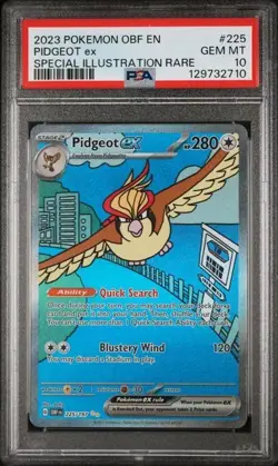 Pidgeot ex PSA 10 SIR 225/197 SV03: Obsidian Flames Pokemon TCG Holo - Image 1
