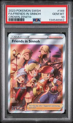 2023 POKEMON SWORD & SHIELD CROWN ZENITH #149 FULL ART/FRIENDS IN SINNOH PSA 10 - Image 1