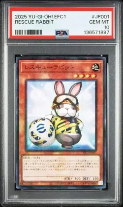 PSA Rescue Rabbit YuGiOh E Football Card PSA10 Authentic Rare Trading Card - Image 1