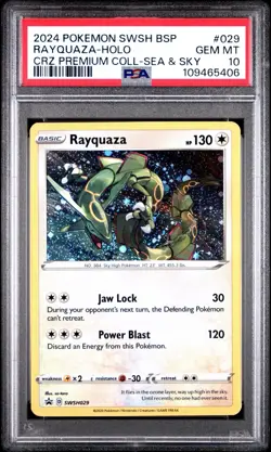 2024 Pokemon Rayquaza SWSH029 Black Star Promo Holo Card Cosmos PSA 10 - Image 1