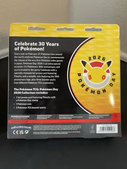 Pokemon Day 2026 Collection Box Promo Pikachu Card Coin 3 Booster Packs - Image 4
