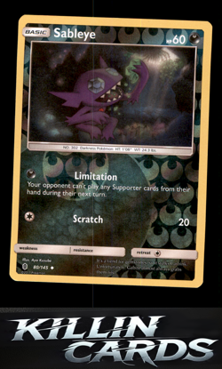 Reverse Holofoil Sableye 80/145 Pokemon Uncommon SM - Guardians Rising Card NM - Image 1