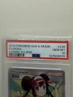 Pokemon TCG Rosa 236/236 Sm-Cosmic Eclipse Ultra Rare Full Art Holo PSA 10 - Image 2