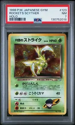 PSA 7 Rocket's Scyther Holo #123 1998 Pokemon Japanese Gym Leader’s Stadium - Image 1