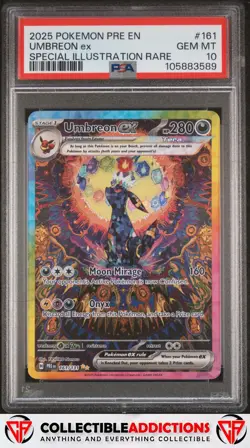 2025 Pokemon Pre En-Prismatic Evolutions #161 Umbreon Ex PSA 10 - Image 1