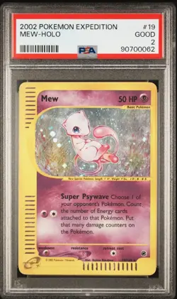 🌀SWIRL🌀 PSA 2 Mew 19/165 Holo Expedition Pokemon TCG - Image 1