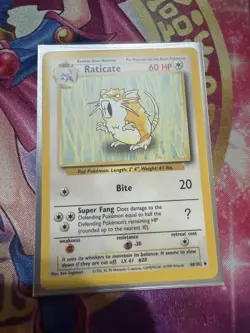 Pokemon TCG Raticate Base Set 40/102 Regular Unlimited Uncommon LP - Image 1