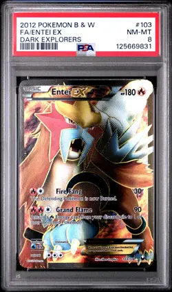 2012 POKEMON B&W DARK EXPLORERS #103 FULL ART/ENTEI EX PSA 8 - Image 1