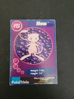 DMG Mew #151 Pokemon TCG Burger King Promo PokeTrivia Trading Card Vintage - Image 1