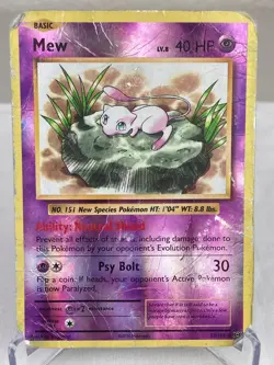 Mew 53/108 XY Evolutions Reverse Holo Rare Pokemon Card - Damaged - Image 1