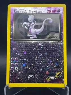 Rocket's Mewtwo #8 Winner Best of Promo Reverse Holo MP Pokemon - Image 1