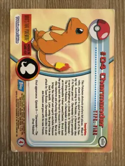 Pokemon Topps Charmander #04 TV Animation Series Blue Logo DMG - Image 2