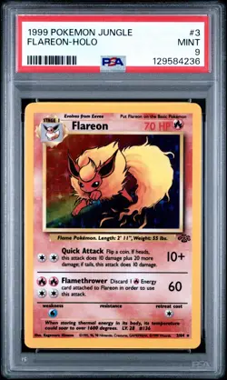 1999 POKEMON JUNGLE #3 FLAREON-HOLO PSA 9 Mint - Image 1