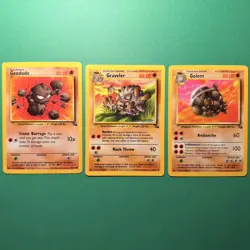 Pokemon TCG Geodude 47/62 Graveler 37/62 Golem 36/62 Fossil set Non Holo LP-NM - Image 1